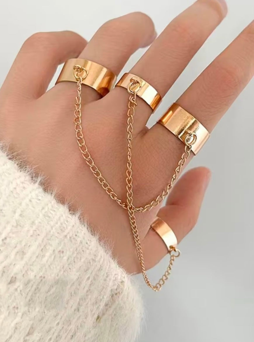 Combo of 2 Gold Tone Delicate Chain Ring Set- by Tashyam