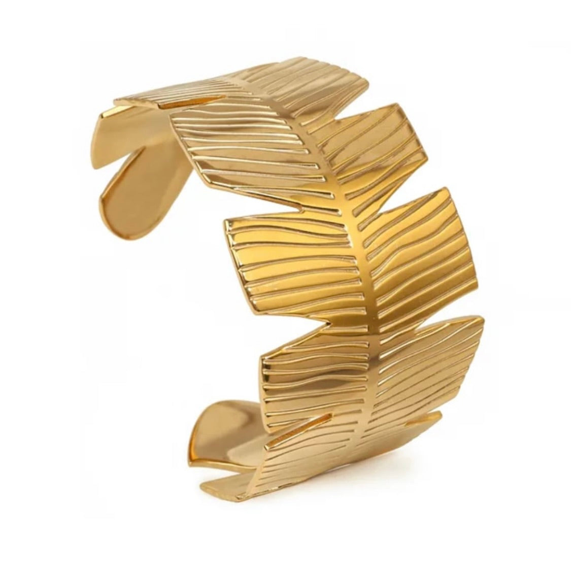 Trendy Gold  Bracelet Leaf Texture