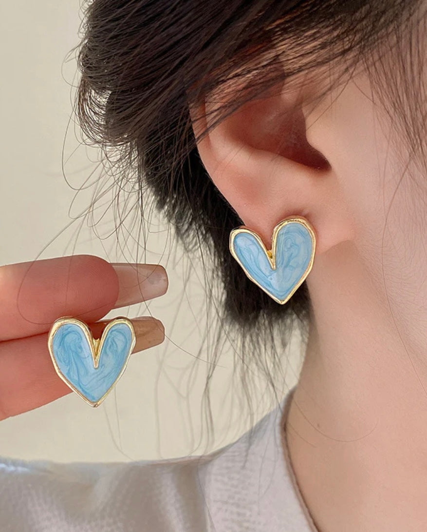 Korean Heart Earrings by Tashyam