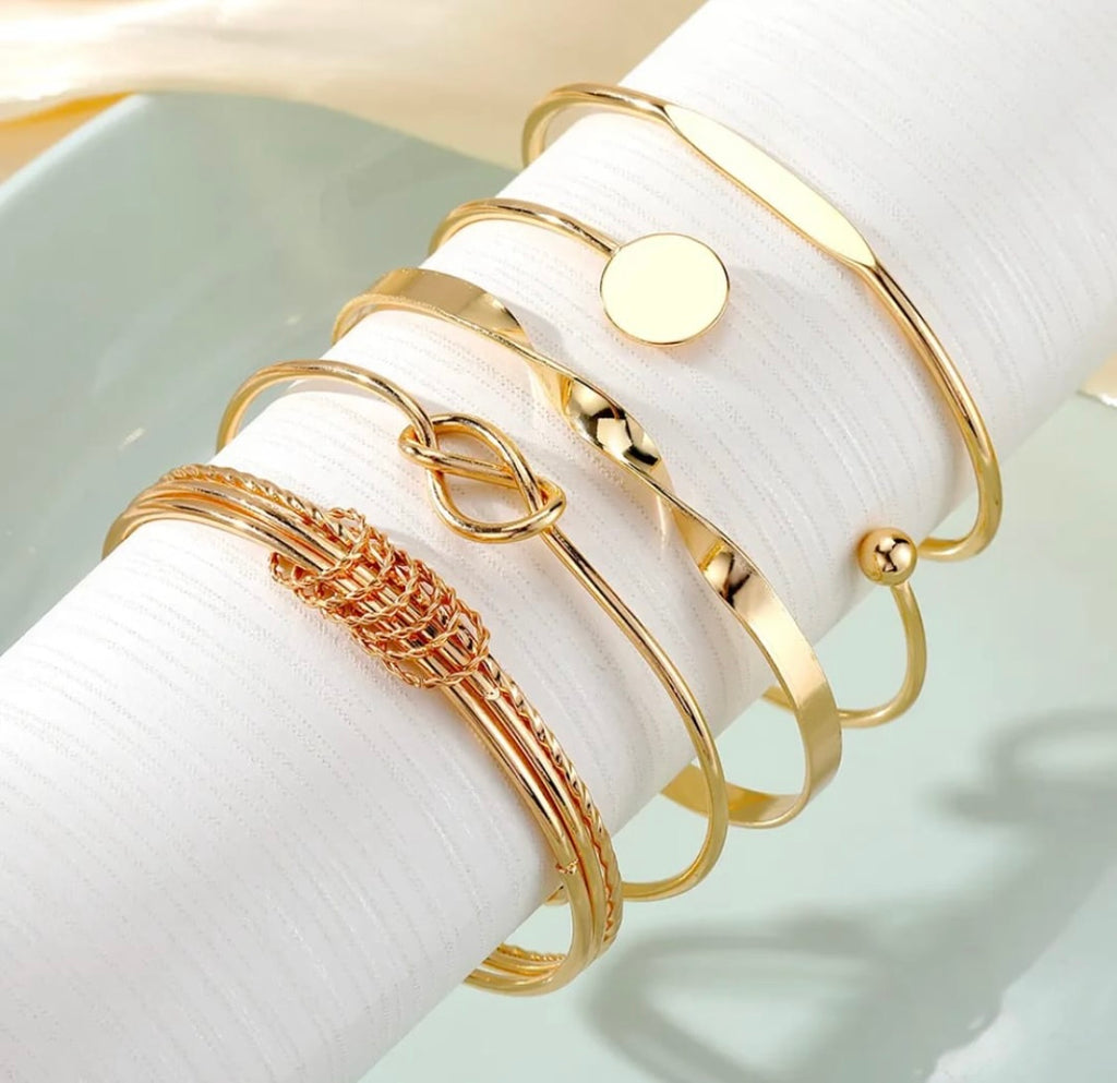 5 piece Rose Gold Bracelet Set by Tashyam