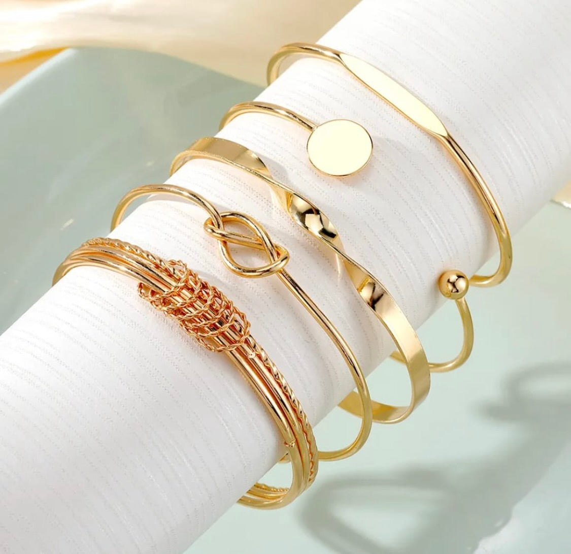 5 piece Rose Gold Bracelet Set by Tashyam