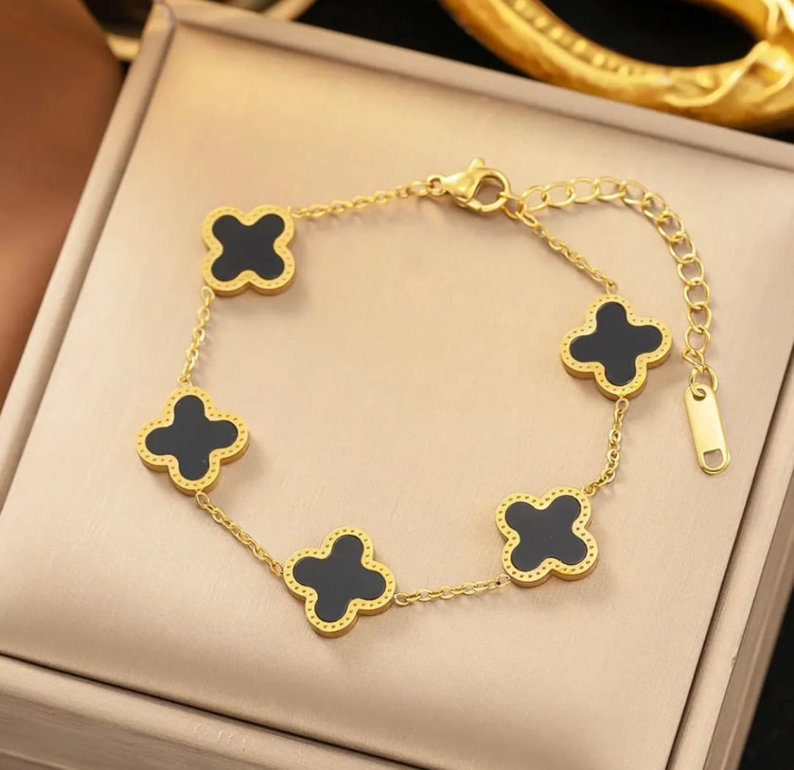Clover Gold Plated Anti Tarnish Bracelet by Tashyam